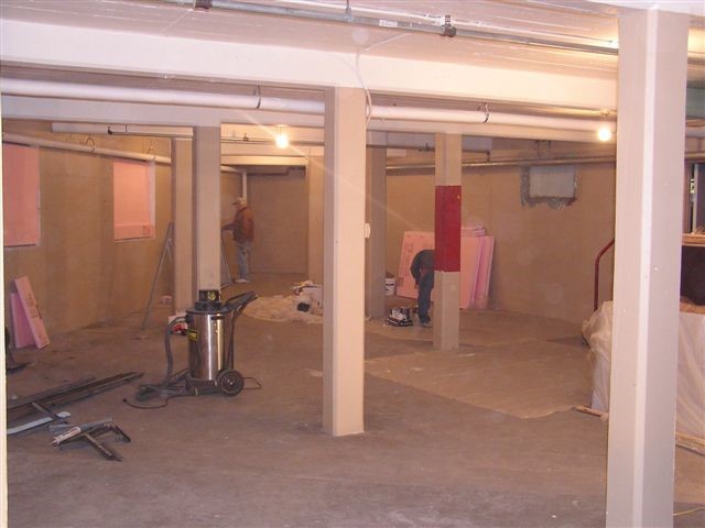 A view of the triangle storage room as it nears completion.