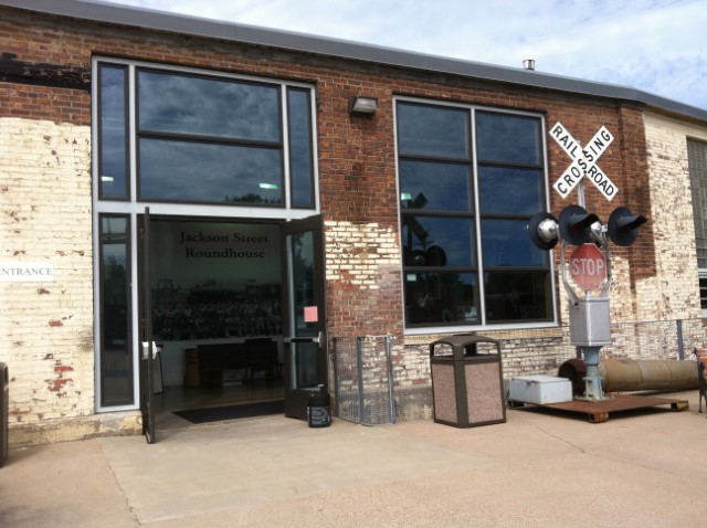 The entrance to Jackson Street Roundhouse, home to MTM and the NPRHA-GNRHS offices and archives.