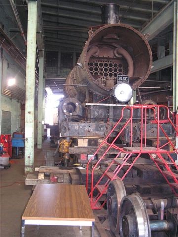 The boiler has been raised on jacks and in perched about 3 ft above it's drivers.
